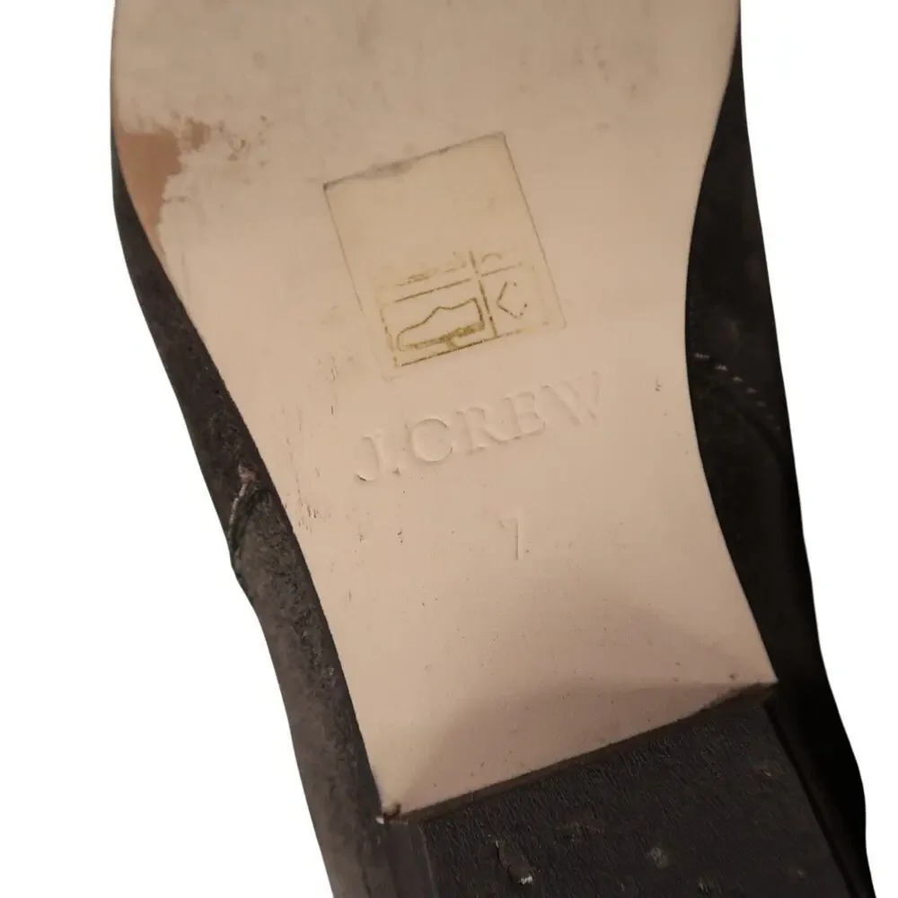 J Crew Shoes Women 7 Bootie Fashion Leather Classic Buckle Strap Block Heel Grey